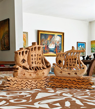 Load image into Gallery viewer, Cedarwood Phoenician Ship Sculptures
