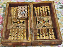 Load image into Gallery viewer, Miniature Handmade Mosaic Wooden Backgammon Game
