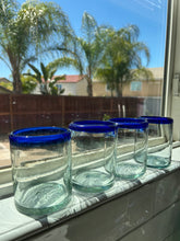 Load image into Gallery viewer, Cobalt Blue Rim Glass Drinkware
