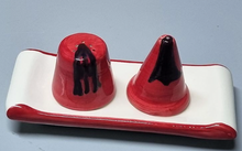 Load image into Gallery viewer, Ceramic Salt &amp; Pepper Cellars with plate

