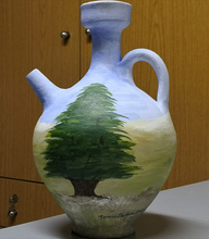 Load image into Gallery viewer, Hand Painted Clay Water Pitcher
