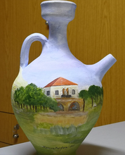 Load image into Gallery viewer, Hand Painted Clay Water Pitcher
